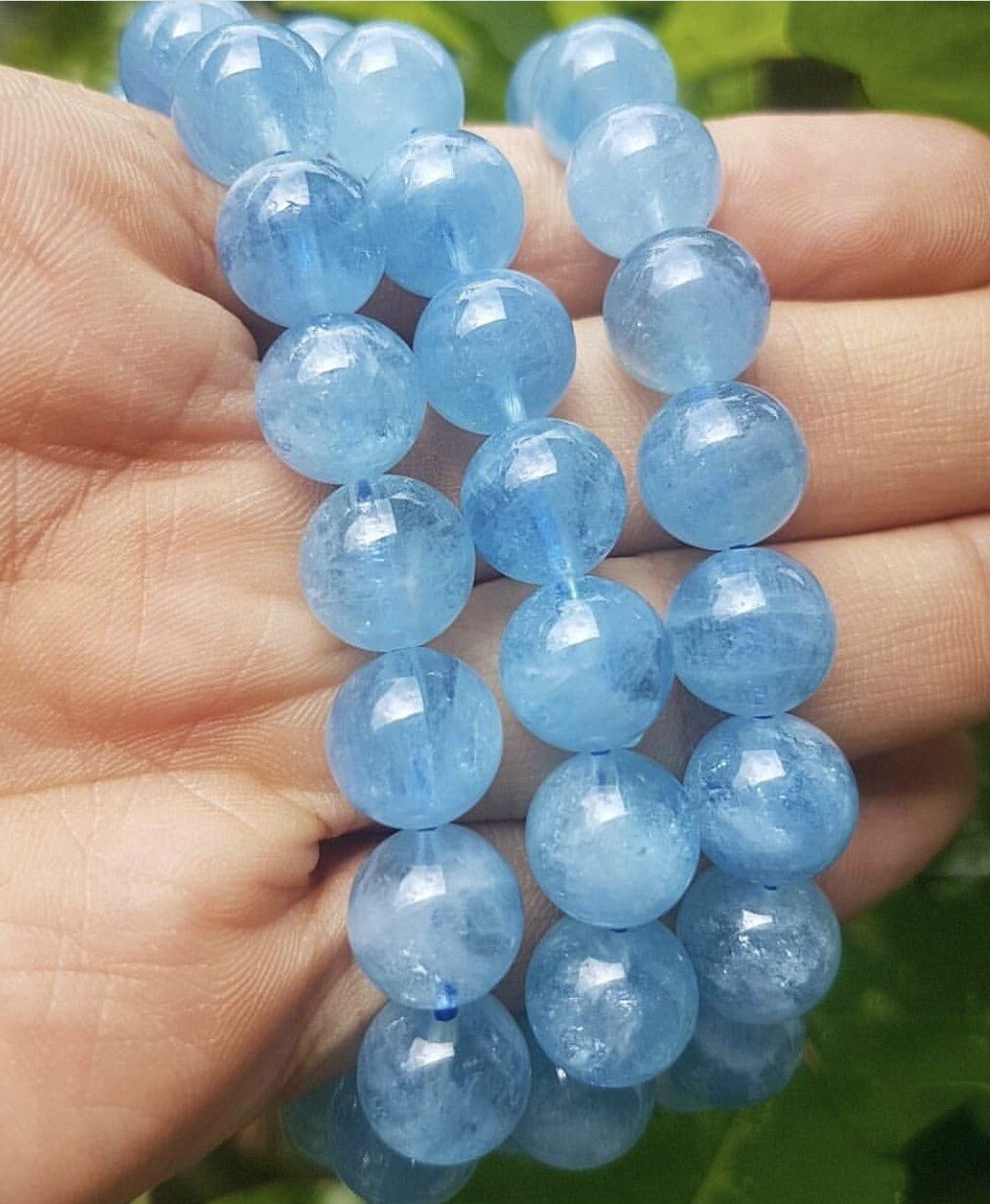 心灵面包巴西星光海蓝宝手串能量水晶手链改善喉轮手链