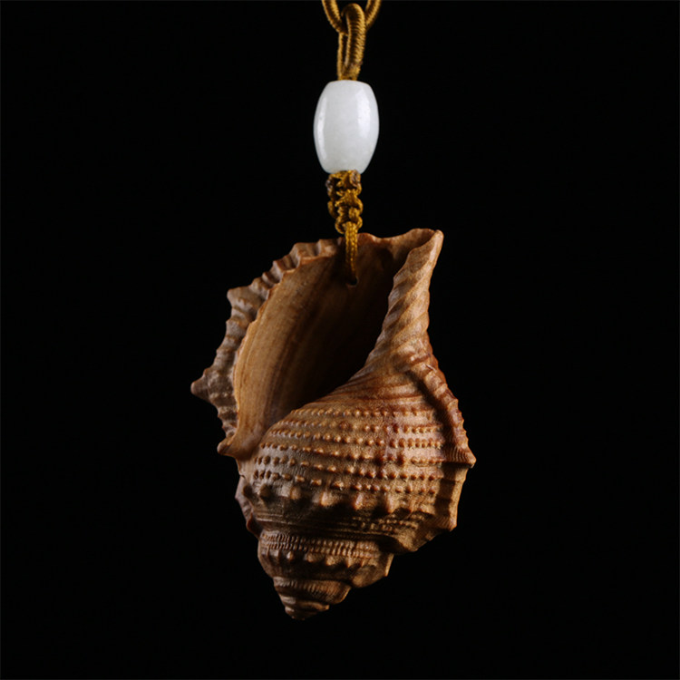 澳洲檀香木雕刻工艺品手把件车饰品文玩男女随身情侣包包挂件海螺