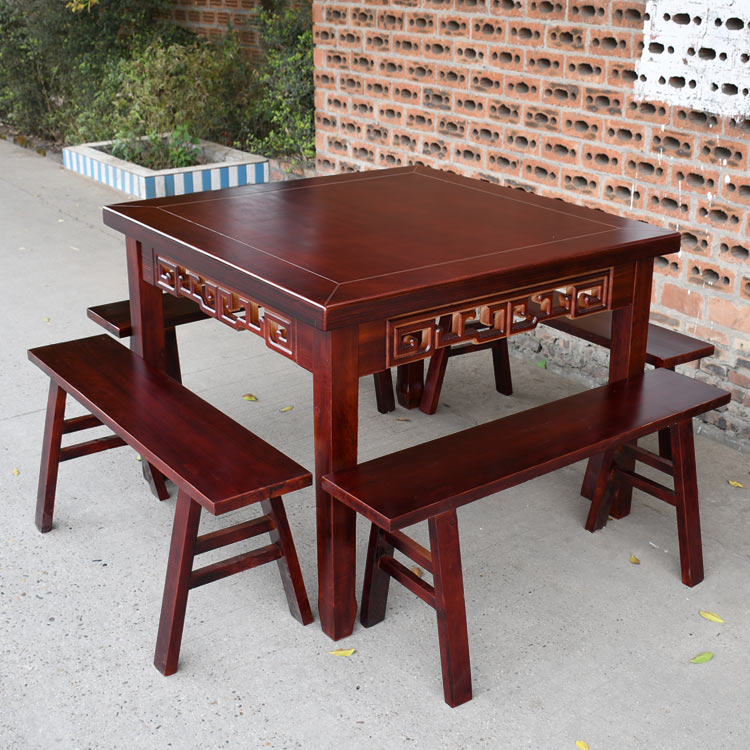 家用八仙桌实木方桌中式饭店桌椅组合四方餐桌实木餐桌