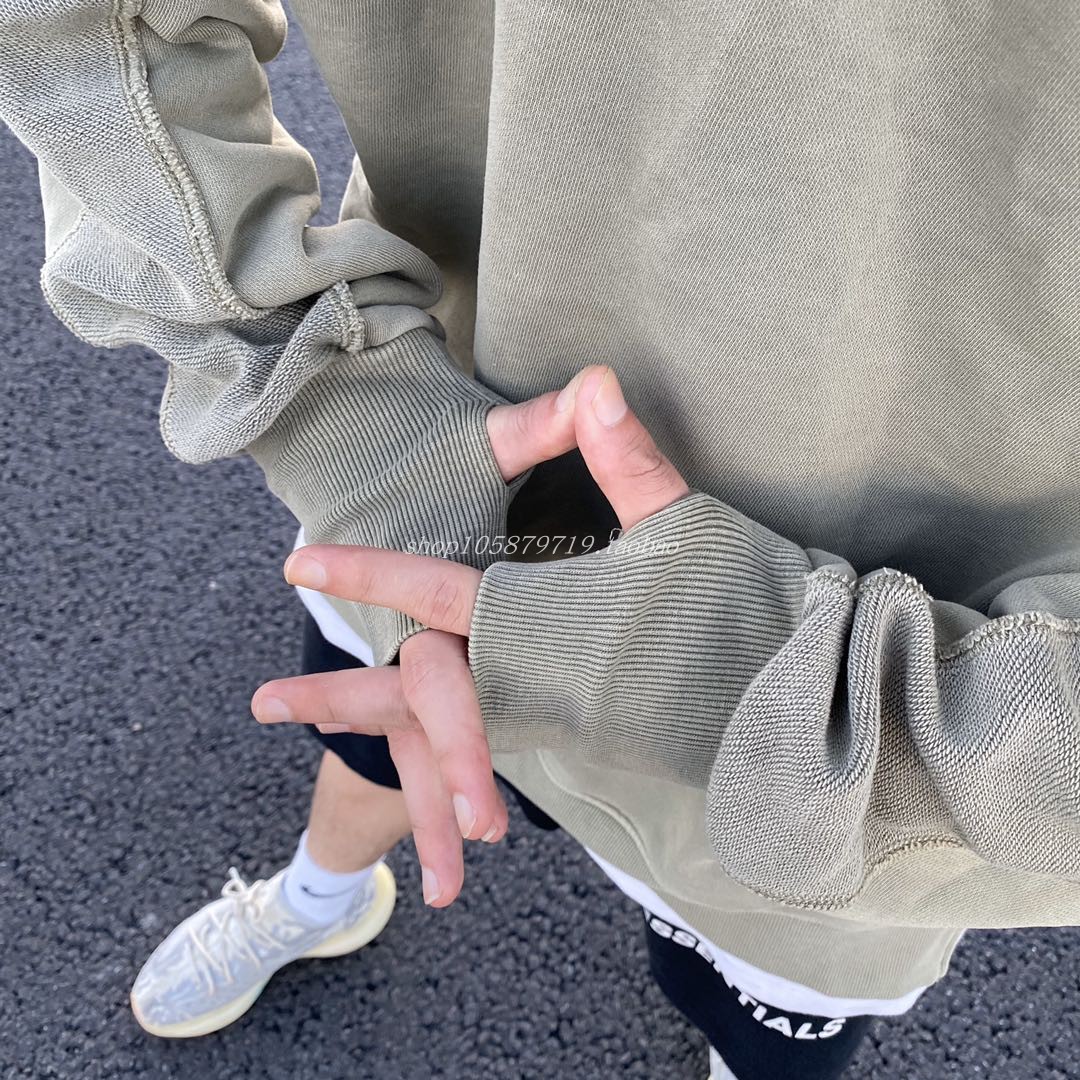 秋季欧美INS高街忍者袖套卫衣男女oversize复古做旧洗水上衣外套