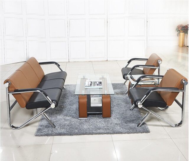 Simple office sofa coffee table combination simple stainless steel reception office sofa hardware iron steel frame three people Simple office sofa coffee table combination simple stainless steel reception office sofa hardware iron steel frame three people