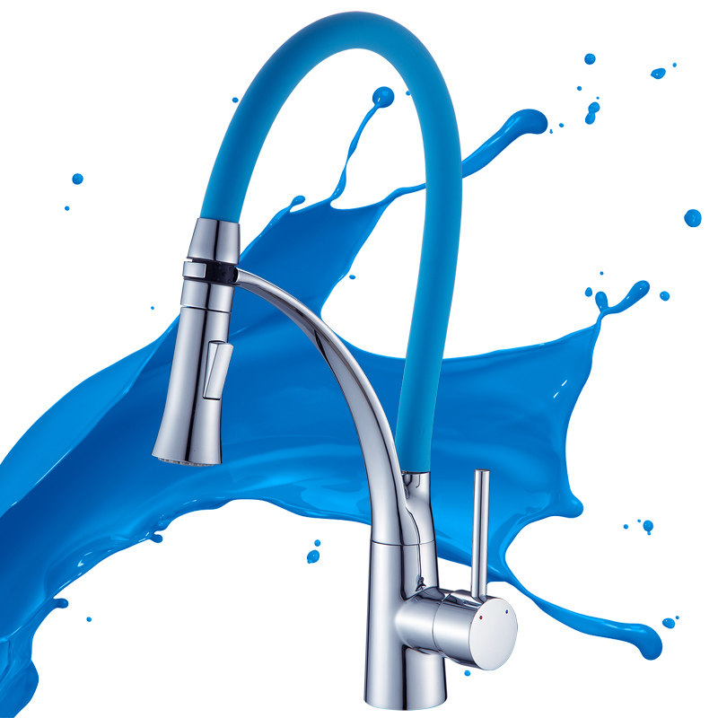 面盆水龙头全铜冷热水彩色万向弯曲个性厨房洗菜厨房龙头