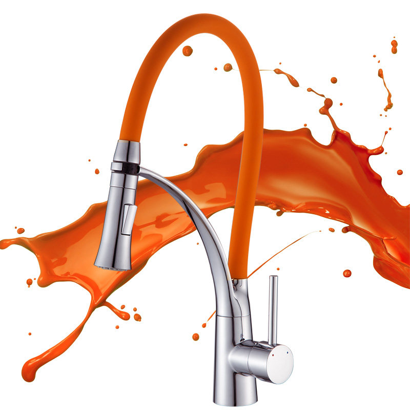 面盆水龙头全铜冷热水彩色万向弯曲个性厨房洗菜厨房龙头