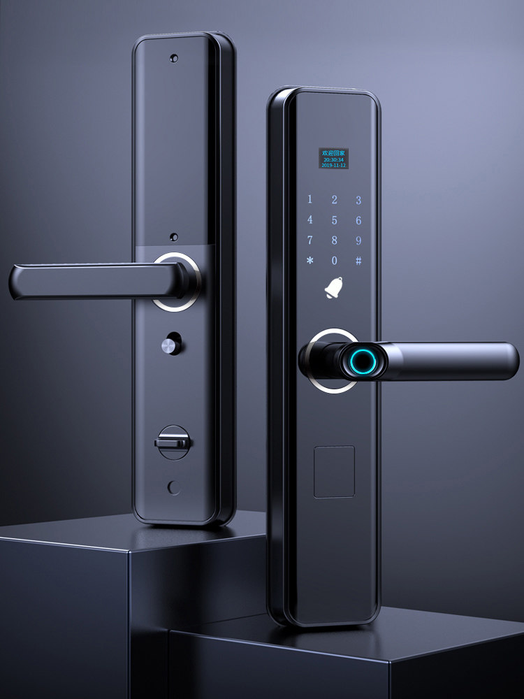 开门指纹大门电子玻璃门安防智能家居全自动入户远程智能安防