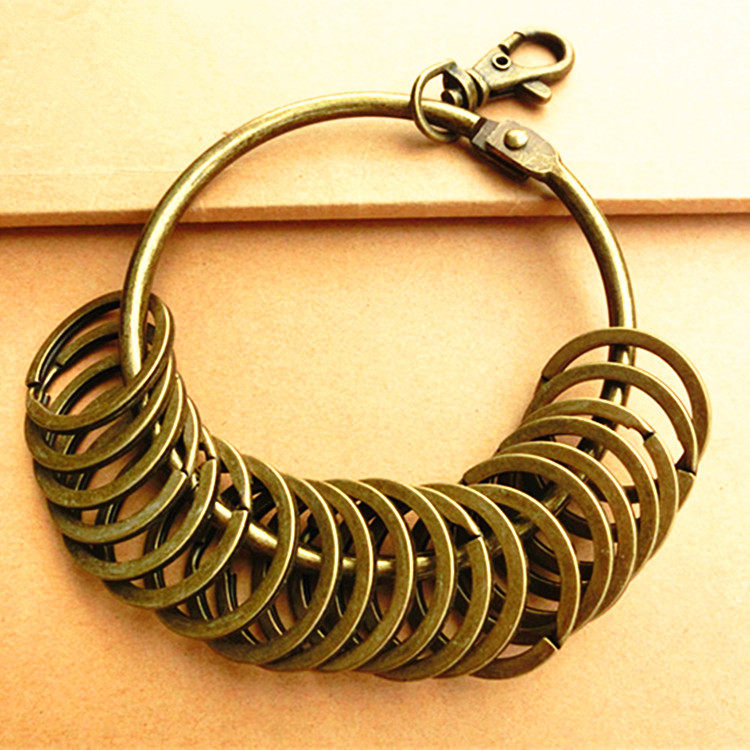 复古钥匙扣创意大管家加粗古铜色房门钥匙串不锈钢多环钥匙圈管理