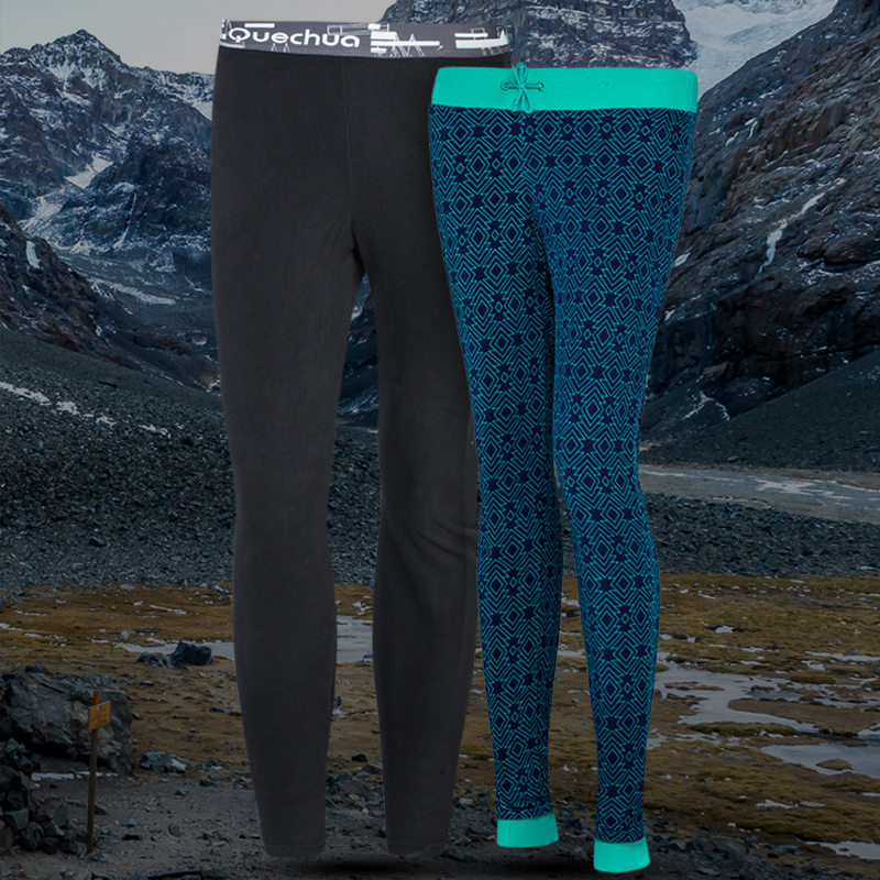 迪卡侬  包邮  户外抓绒裤 男女情侣秋冬保暖加厚修身 冲锋裤内胆