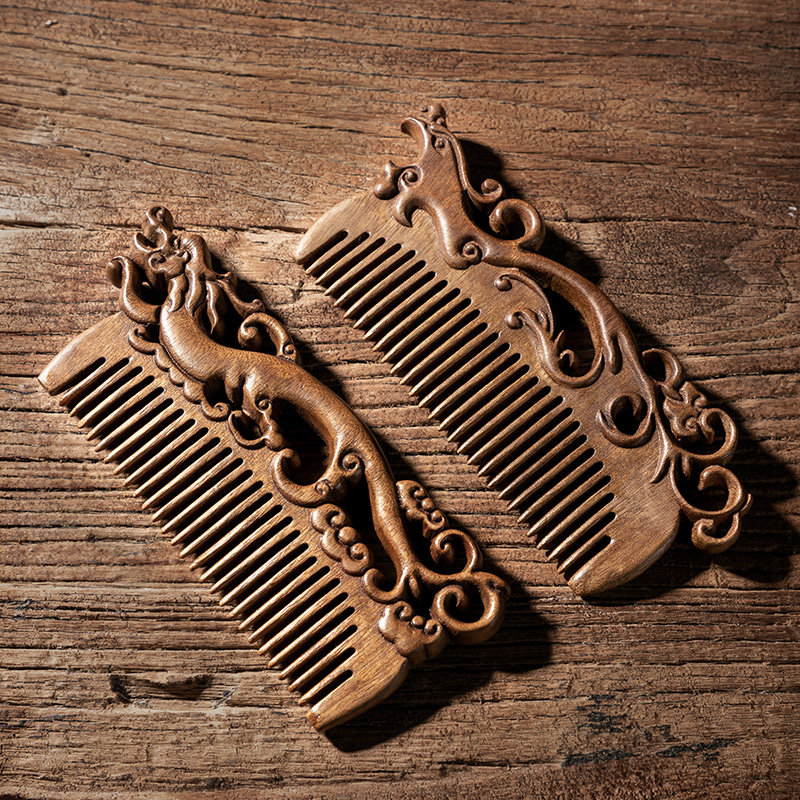 非遗常州梳篦邢粮木艺文创潮品金丝楠木木工艺梳篦