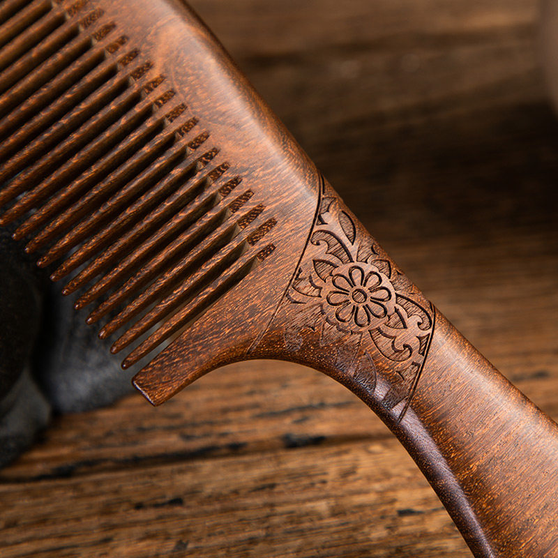 非遗常州梳篦邢粮木艺鸡翅木创意雕花工艺生日礼物梳篦