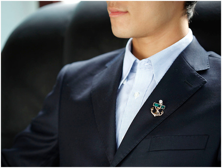 星曌礼服正装胸章西服主持男女胸针领针船锚领针