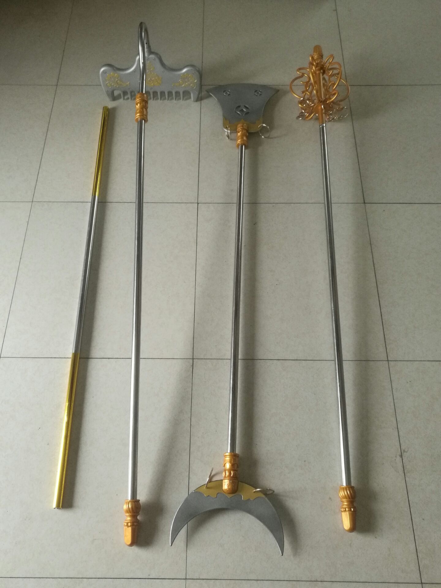 西游记师徒四人兵器道具唐僧禅杖月牙九齿钉耙金箍棒杂技用具