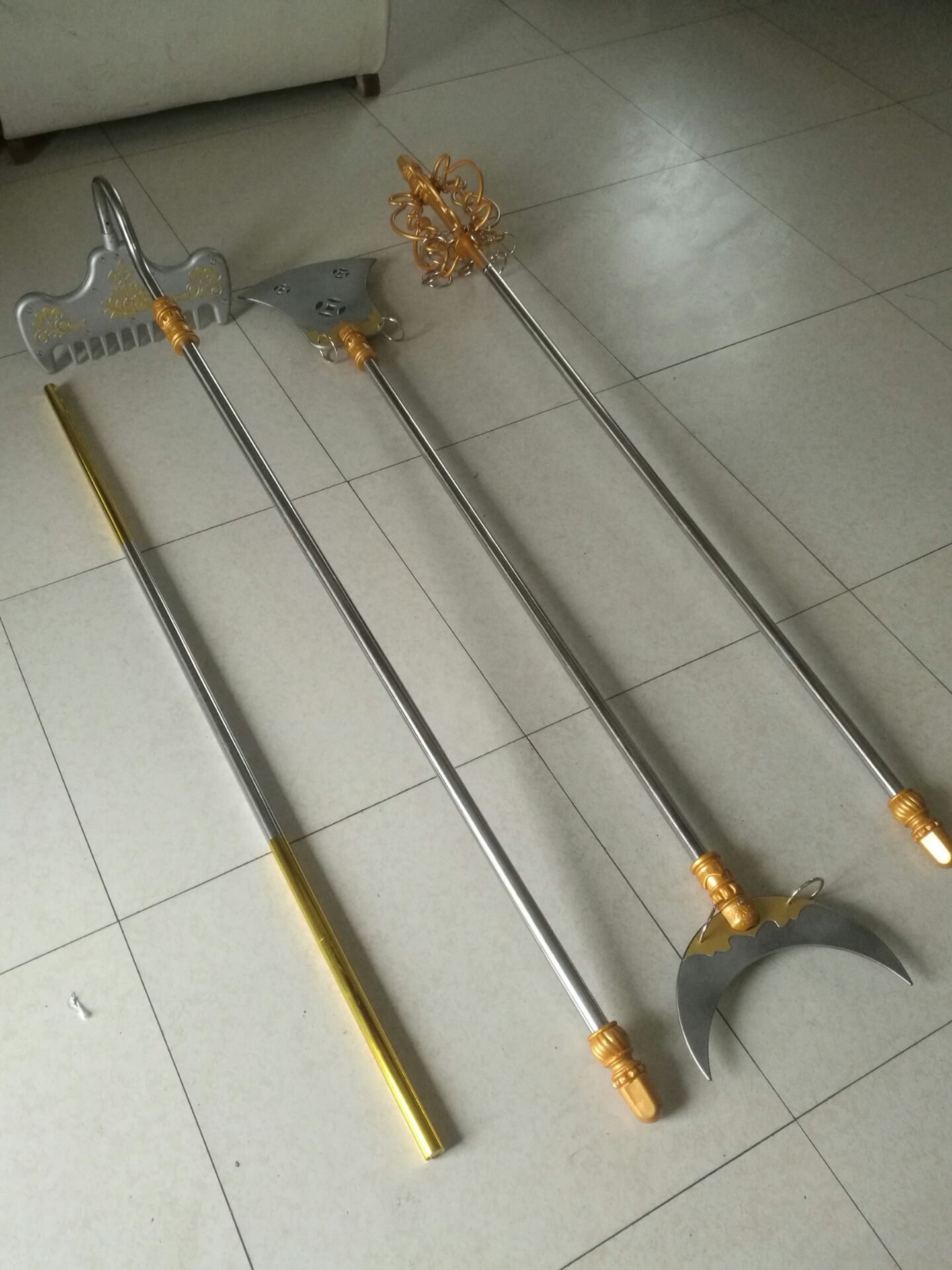 西游记师徒四人兵器道具唐僧禅杖月牙九齿钉耙金箍棒杂技用具