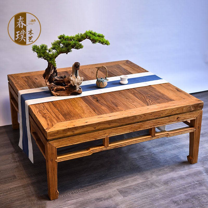 复古八仙桌实木方桌老榆木长桌中式书桌餐桌仿古桌椅饭店家用桌子