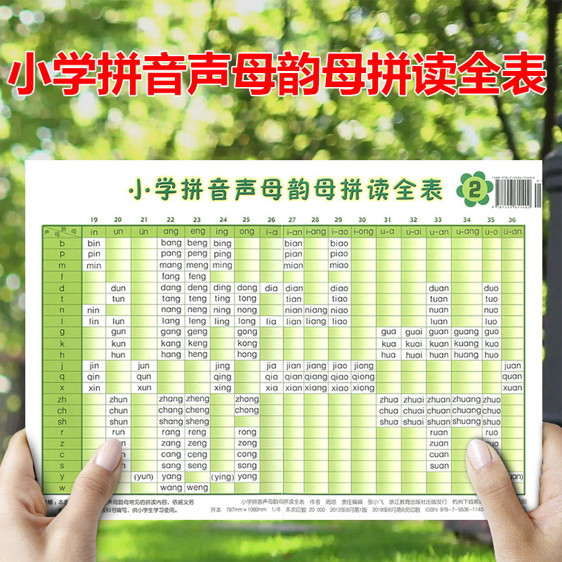 小学拼音声母韵母拼读全表 浙江教育出版社 小学入学准备儿童声母韵母