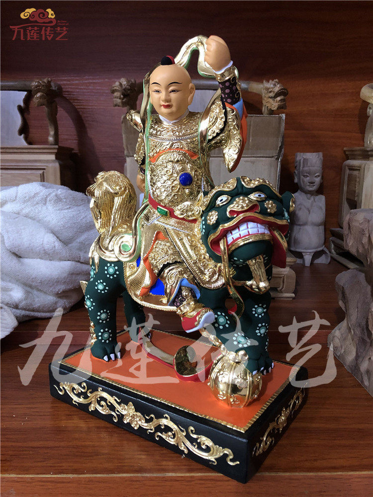 木雕太子神像麒麟哪吒三太中坛元帅香樟樟木木雕