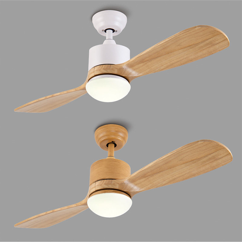 实木质两叶吊扇变频静音风扇灯餐厅北欧客厅家用卧室复古风扇吊灯