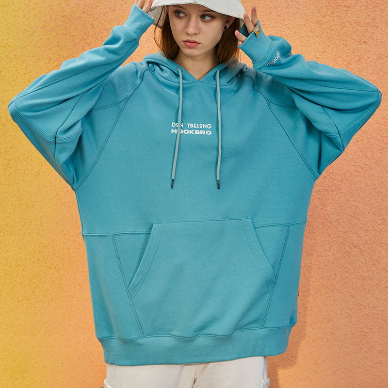 HOOKBRO秋季2020潮牌纯色基础情侣装连帽卫衣男女INS多色纯棉帽衫
