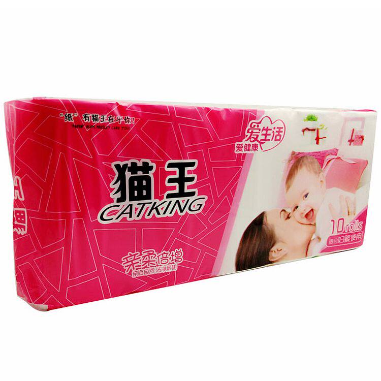 卷纸猫王卫生纸长卷4层家用原木木浆无芯妇婴卷筒纸
