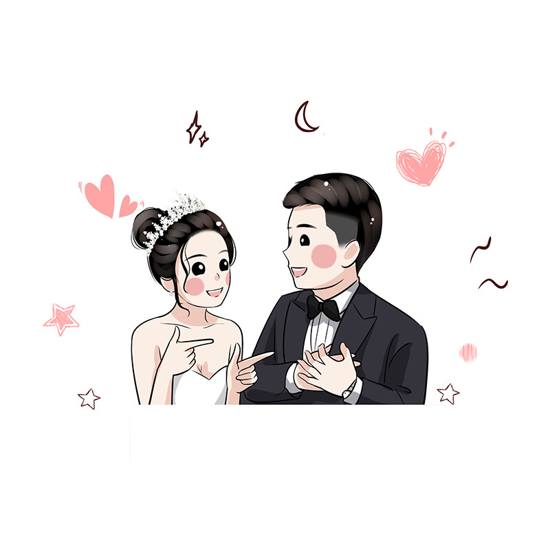 手绘真人漫画定制卡通q版照片转绘画新年情侣微信头像装饰礼物