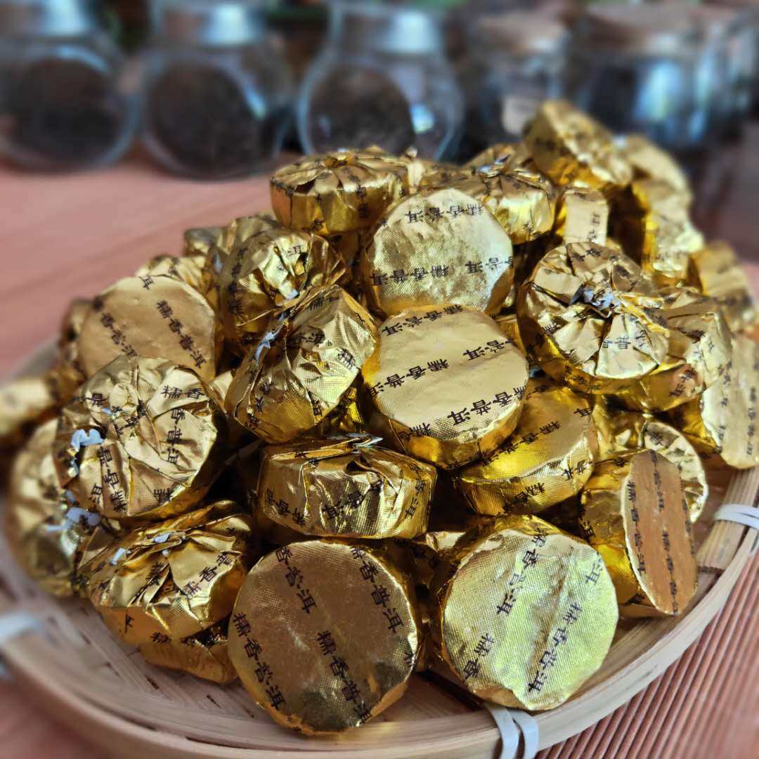 茶具一送一共1000g勐海糯香熟茶普洱小沱茶小普洱