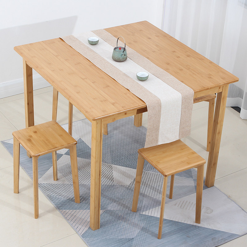 楠竹四方实木餐桌户型小户家用正方形学习方桌子餐桌