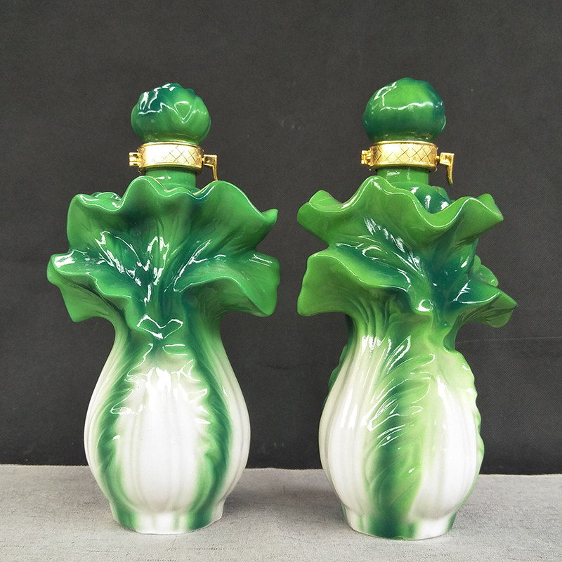 陶瓷酒瓶1斤3斤5斤现代创意绿色百财如意家用酒壶