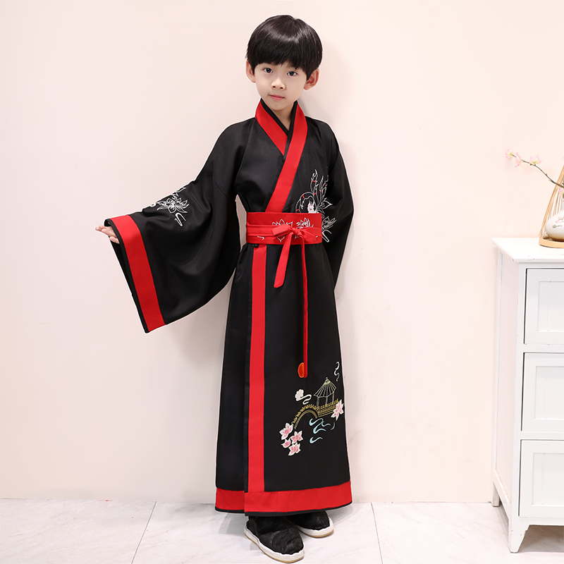 儿童汉服古装中国国风古代书童国学小男孩三字经儿童演出服