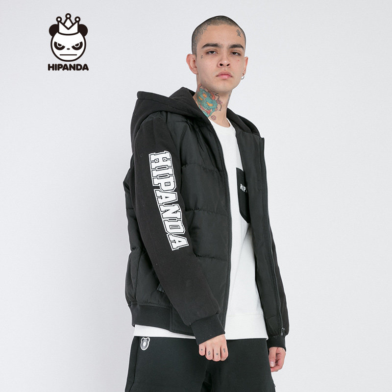 hipanda 你好熊猫 设计潮牌 男款 螺纹轻薄羽绒