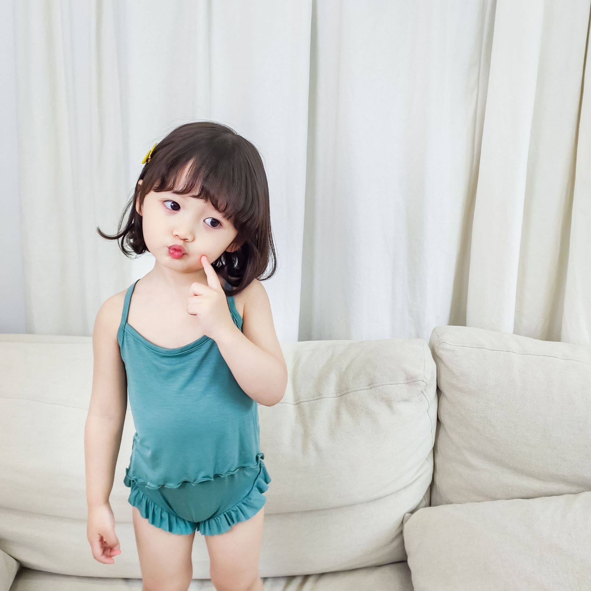 儿童睡衣女孩2022夏季童装吊带短裤两件件套家居服套装