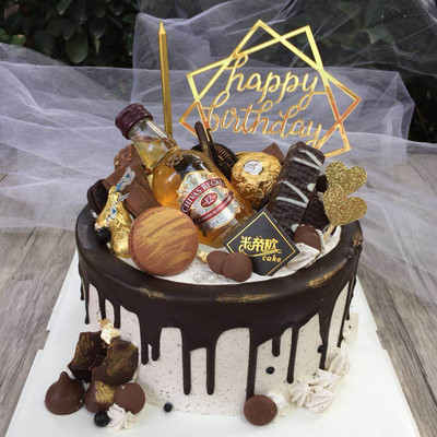 网红创意酒瓶生日蛋糕情人节礼物父亲男士老公周年庆长沙新鲜蛋糕