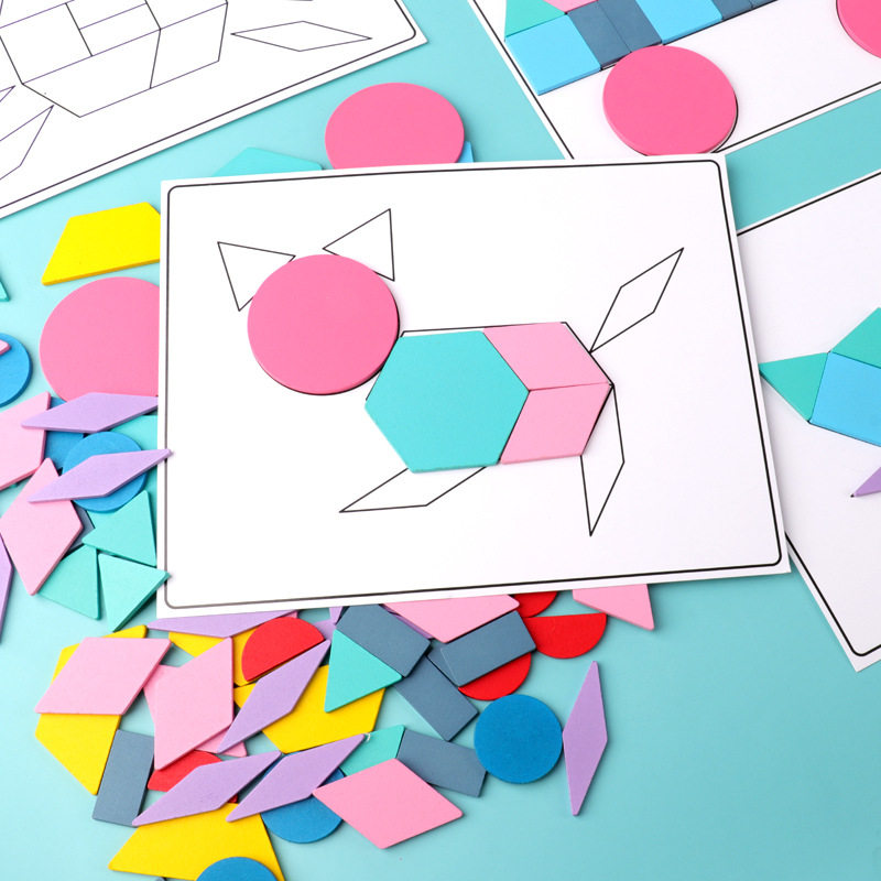 形状木质180片创意拼图儿童早教益智宝宝百变拼图