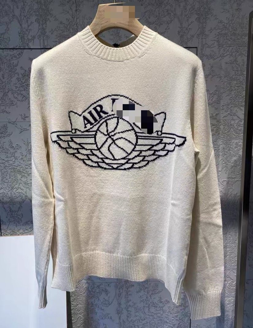 原版羊绒棉毛衣airdior王俊凯同款联名aj刺绣logo毛衣d家飞翼