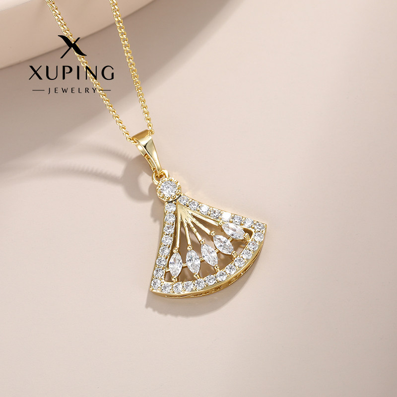 旭平项链轻奢锁骨扇形微镶学生小清新甜美人工合成项链