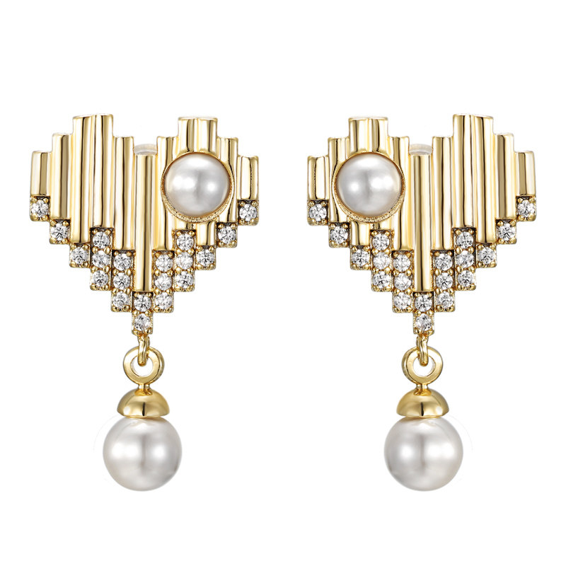 旭平吸晴耳饰名媛气质耳环小香风珍珠爱心耳钉耳钉