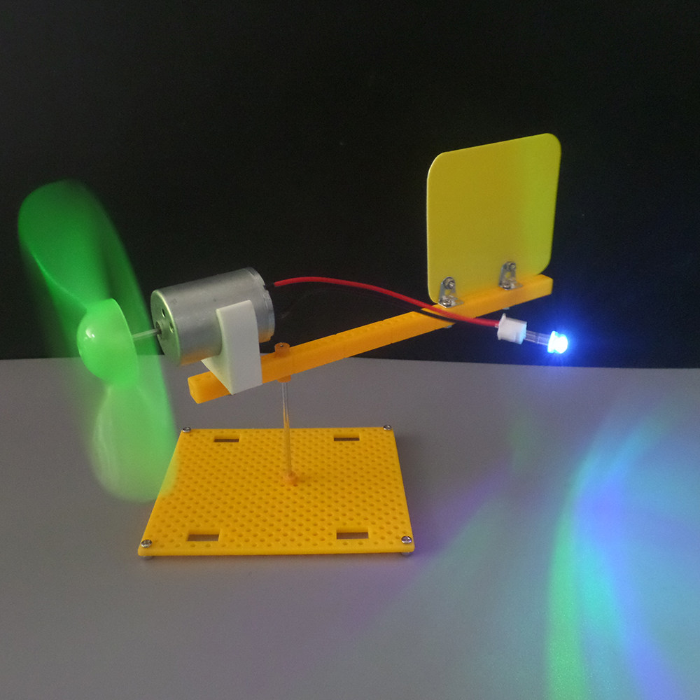 f5led红光七彩灯微型风力发电机制作亲子物理手工风力发电机