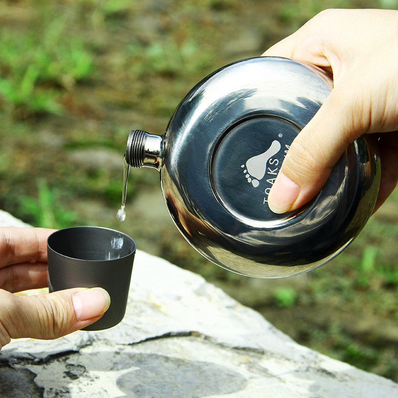 toaks 千橡树户外纯钛随身酒壶迷你金属小酒壶便携酒具钛酒壶酒漏
