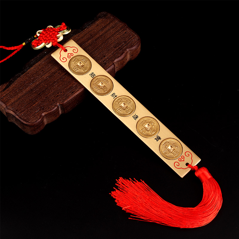 聚缘阁黄铜十帝尺丁兰尺鲁班铜钱葫芦家居吉祥挂件摆件