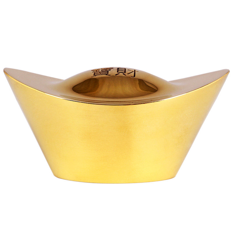 > 聚缘阁铜元宝摆件大小号金元宝中式家居客厅招财装饰道具工艺礼品