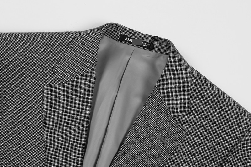 美尔意大利面料西服灰色细格商务休闲毛料西装西服