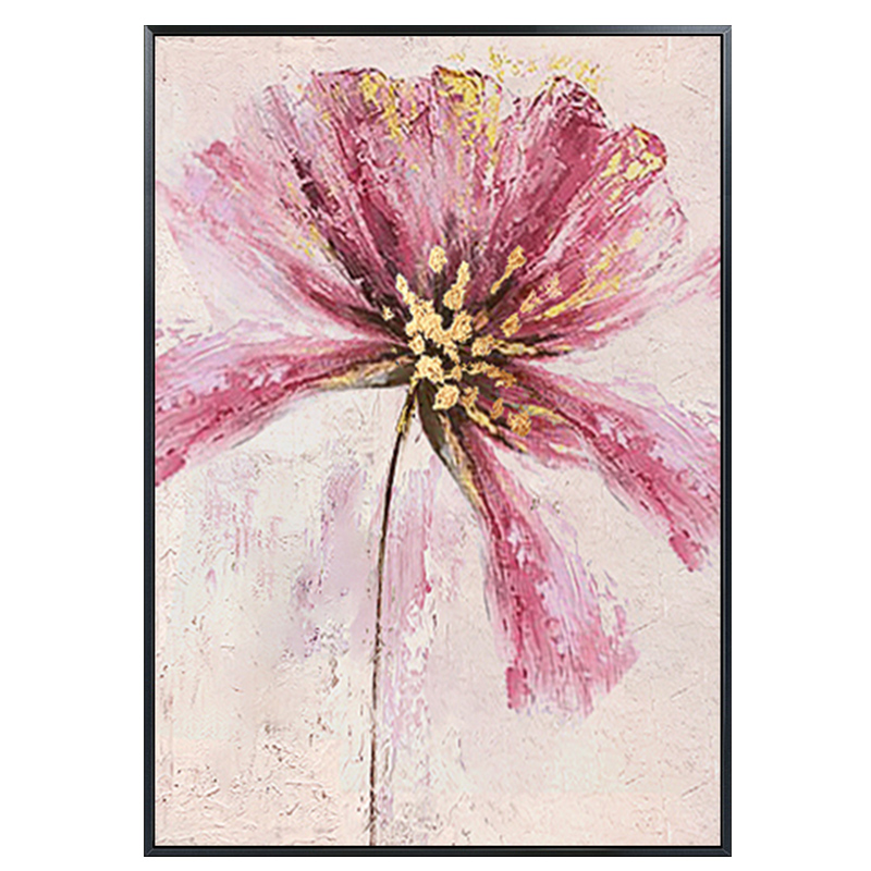 手工手绘油画餐厅北欧装饰画抽象粉色花卉现代简约油画