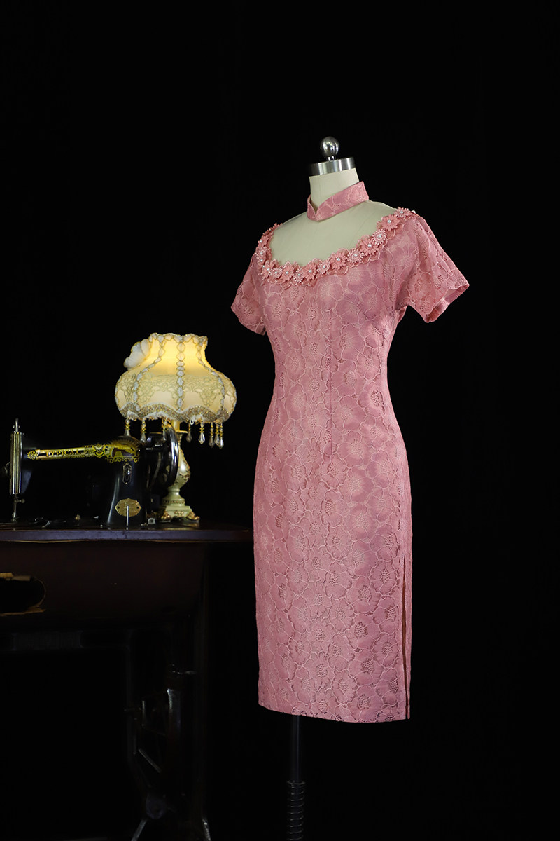 fxmhk原创复古优雅修身改良旗袍民国港式蕾丝旗袍