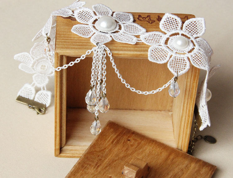 evillamour新娘蕾丝蕾丝花花朵水晶项链颈饰围脖韩版女项链