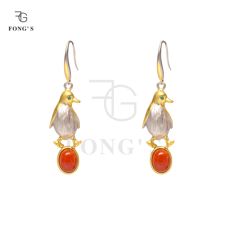 fong珠宝企鹅造型耳钉耳钉