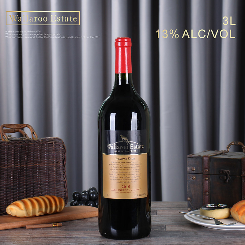 3l6斤澳洲原瓶进口大袋鼠红酒赤霞珠干红葡萄酒原装大炮红酒