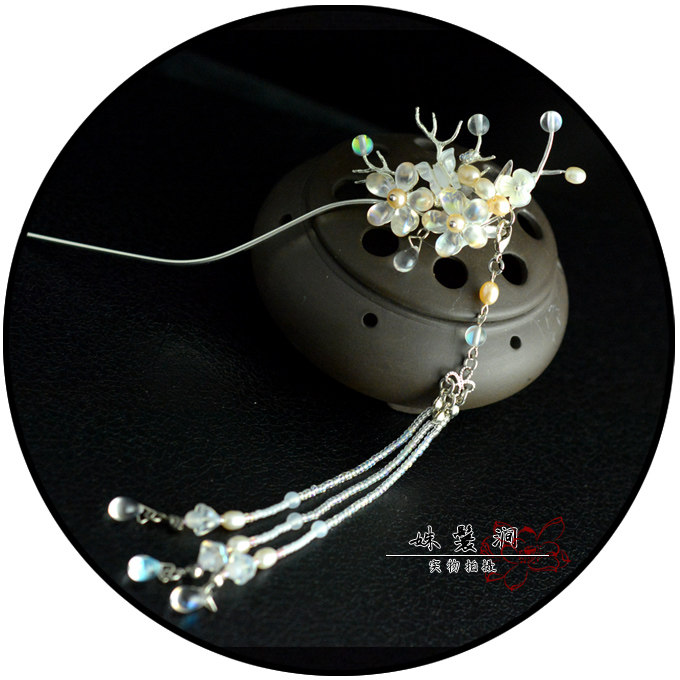 姝鬟涧 原创设计 古典素雅百搭长流苏发簪盘发步摇汉服配饰冰姬8