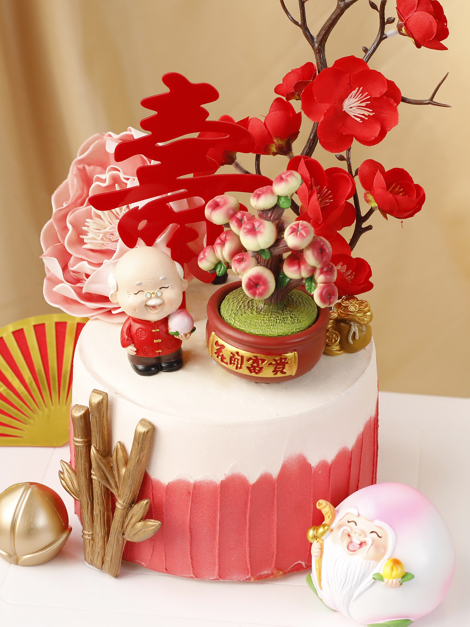 烘焙蛋糕装饰祝寿系列寿星公婆寿桃生日宴会节日装扮用品