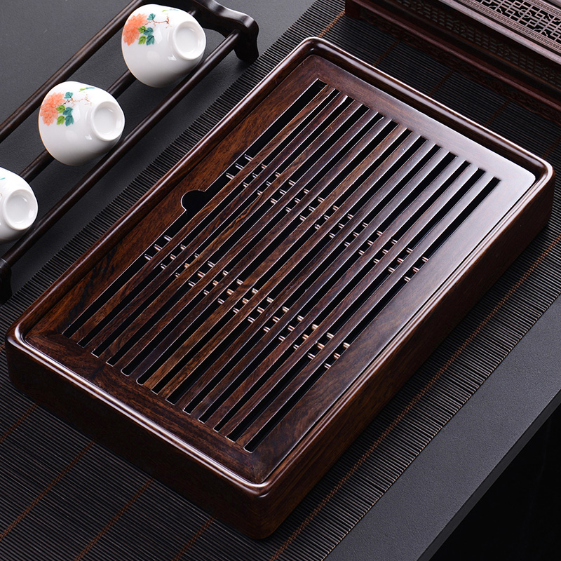 中式檀木茶盘家用实木轻奢复古古风储水式小茶盘