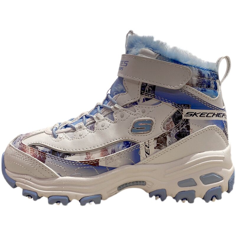 skechers斯凯奇女童童鞋熊猫加绒保暖休闲棉鞋雪地童鞋