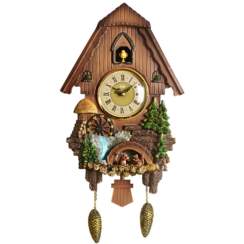 汉时欧式客厅装饰装饰布布谷鸟挂钟钟表田园卡通挂钟