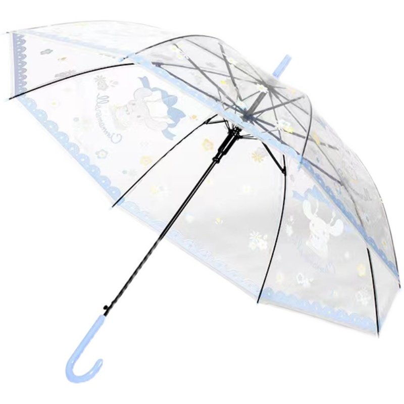 miniso名创优品玉桂狗印花可爱长柄伞透明学生雨伞小清新少女心伞