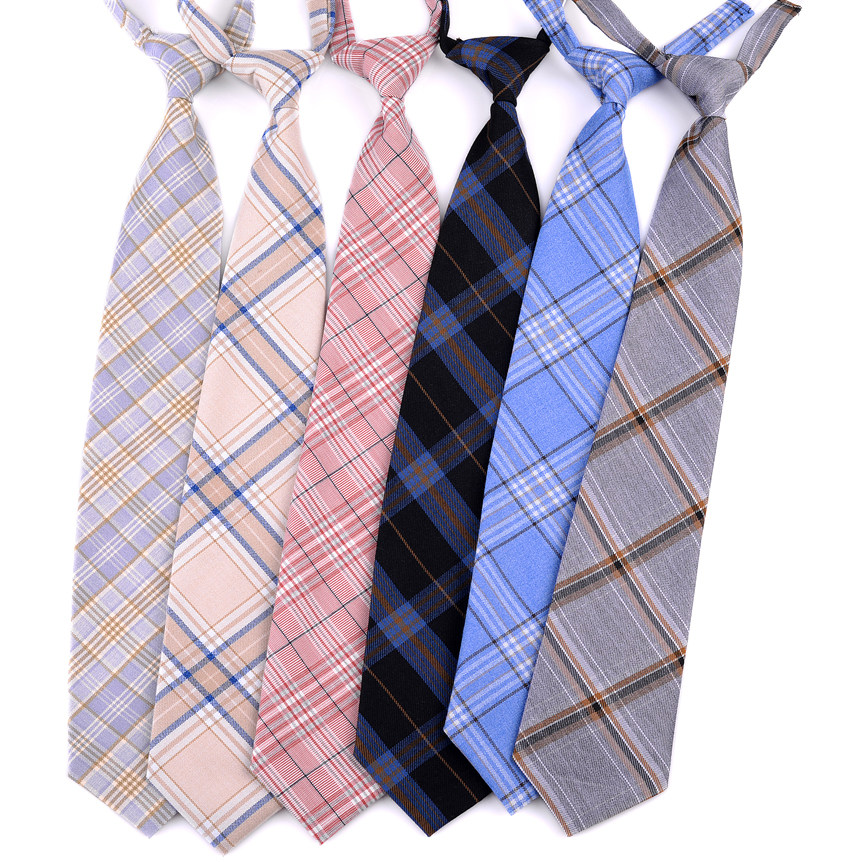 新款免打结jk领带女制服配饰百搭学院风格子卡扣领带休闲日系多色